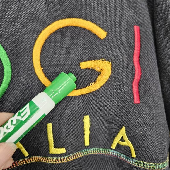 Coogi Shirt Mens 4XL Black Australia Embroidered Long Sleeve Polo Colorful Trim - Picture 12 of 13